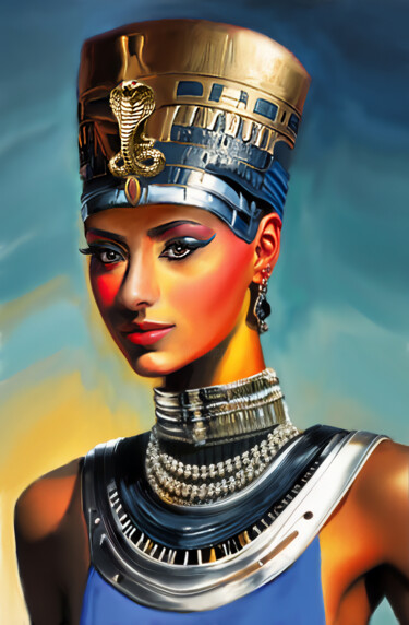 Digitale Kunst mit dem Titel "Nefertiti" von Michele Poenicia, Original-Kunstwerk, Digitale Malerei