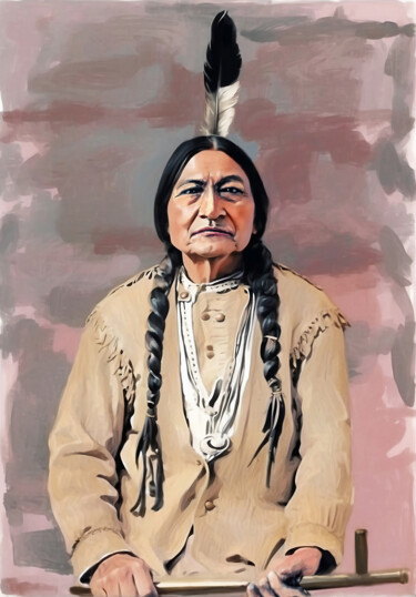 Arte digitale intitolato "Sitting Bull" da Michele Poenicia, Opera d'arte originale, Pittura digitale