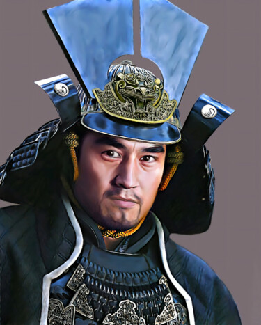 Digitale Kunst mit dem Titel "Samurai" von Michele Poenicia, Original-Kunstwerk, Digitale Malerei