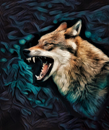 Digitale Kunst mit dem Titel "wolf" von Michele Poenicia, Original-Kunstwerk, Digitale Malerei