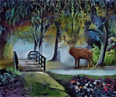 Digitale Kunst mit dem Titel "Woods" von Michele Poenicia, Original-Kunstwerk, Digitale Malerei