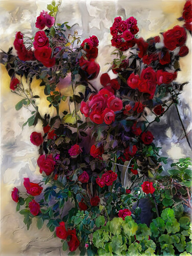 Digital Arts titled "Red Flowers" by Michele Poenicia, Original Artwork, Digital Painting