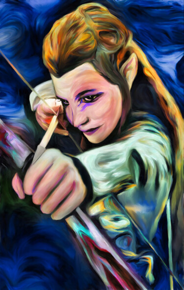 Digital Arts titled "Elf archer" by Michele Poenicia, Original Artwork, Digital Painting
