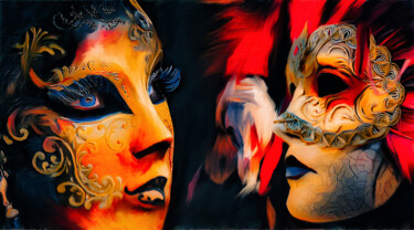 Digital Arts titled "Carnival Masks" by Michele Poenicia, Original Artwork, Digital Painting