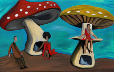 Digital Arts titled "Mushrooms" by Michele Poenicia, Original Artwork, Digital Painting