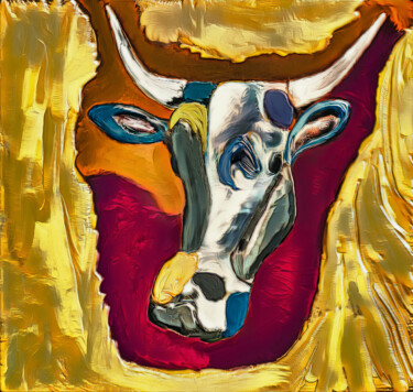 Digital Arts titled "Cow" by Michele Poenicia, Original Artwork, Digital Painting