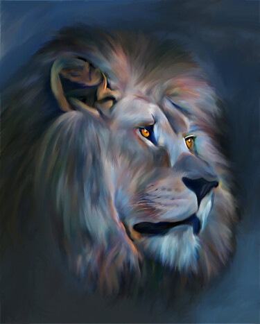 Digital Arts titled "Lion" by Michele Poenicia, Original Artwork, Digital Painting