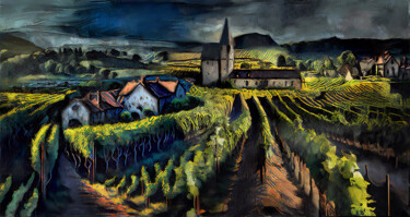 Digital Arts titled "French countryside" by Michele Poenicia, Original Artwork, Digital Painting