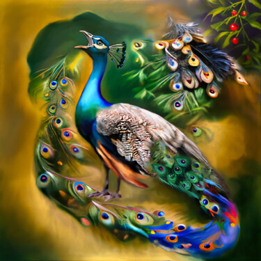 Digital Arts titled "Peacock" by Michele Poenicia, Original Artwork, Digital Painting