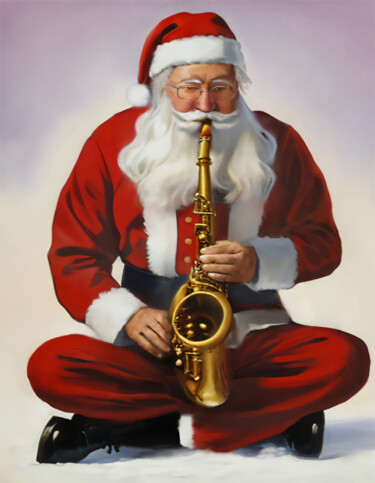 Artes digitais intitulada "Santa Claus saxopho…" por Michele Poenicia, Obras de arte originais, Pintura digital