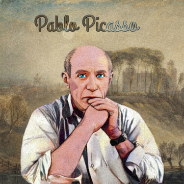Digital Arts titled "Pablo Picasso" by Phoenix Arts, Original Artwork, Digital Painting