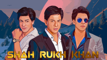 Digital Arts titled "Shah Rukh Khan" by Phoenix Arts, Original Artwork, Digital Painting