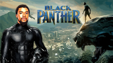 Digital Arts titled "Black panther" by Phoenix Arts, Original Artwork, Digital Painting