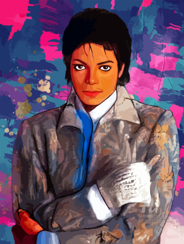 Digitale Kunst mit dem Titel "Michael Jackson ill…" von Phoenix Arts, Original-Kunstwerk, Digitale Malerei