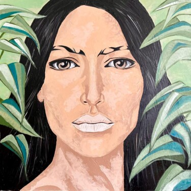 Painting titled "Jungle Kim" by Phoenix Conte, Original Artwork, Oil Mounted on Wood Stretcher frame