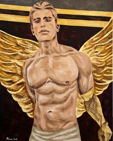 Ζωγραφική με τίτλο "Hermes Remains" από Phoenix Conte, Αυθεντικά έργα τέχνης, Λάδι Τοποθετήθηκε στο Ξύλινο φορείο σκελετό
