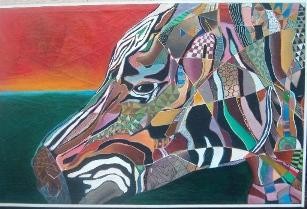 Painting titled "AN INCREDIBLE ZEBRA" by Nico Phooko, Original Artwork