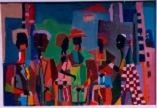 Painting titled "BUSINESS DAY IN JOZI" by Nico Phooko, Original Artwork