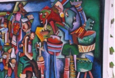 Painting titled "ancestral feast.3" by Nico Phooko, Original Artwork