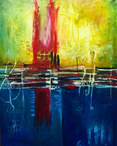 Malerei mit dem Titel "music all around us" von Nico Phooko, Original-Kunstwerk, Öl