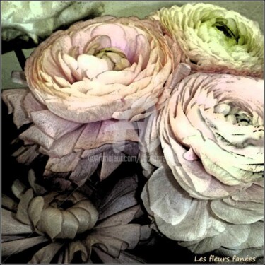 Digital Arts titled ""Fleurs et Couronne…" by Josiane Karanian Boularot, Original Artwork, Digital Painting