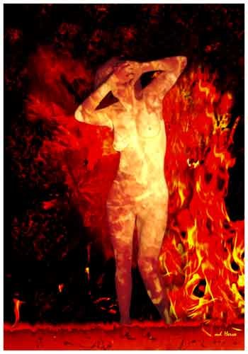 Photographie intitulée "Le feu" par Michel Hervo, Œuvre d'art originale