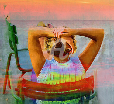 Photographie intitulée "vaccance à la mer.j…" par Aimé K., Œuvre d'art originale, Photographie manipulée