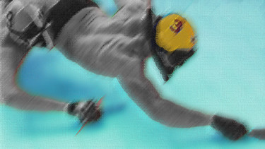 Digitale Kunst getiteld "Underwater hockey" door Kevin C Lee, Origineel Kunstwerk, Digitaal Schilderwerk