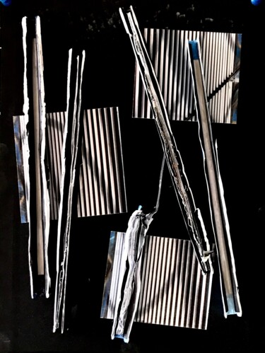 Κολάζ με τίτλο "Book spines on black" από Kevin C Lee, Αυθεντικά έργα τέχνης, Κολάζ Τοποθετήθηκε στο Χαρτόνι