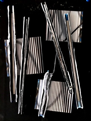 Book spines on black Collages intitulée "Book spines on black" par Kevin C Lee, Œuvre d'art originale, Collages Monté sur Carton