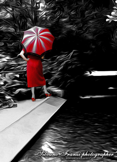 Digitale Kunst mit dem Titel "Parapluie rouge" von Phõtos_gráphein, Original-Kunstwerk, Manipulierte Fotografie