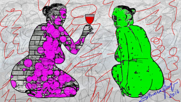 Arte digitale intitolato "Sisters Botero" da Phõtos_gráphein, Opera d'arte originale, Pittura digitale