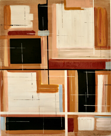 Painting titled "GEO 5" by Philippe Pujol, Original Artwork, Acrylic Mounted on Wood Stretcher frame