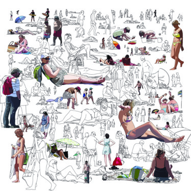 Les gens de Nauzan Drawing titled "Les gens de Nauzan" by Philippe Reyt, Original Art, Digital Photography