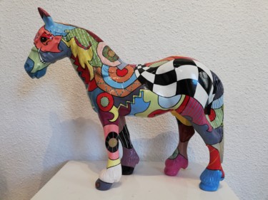 Sculpture intitulée "Grand cheval carrea…" par Philippe Sidot Et Charlotte Carsin, Œuvre d'art originale, Huile