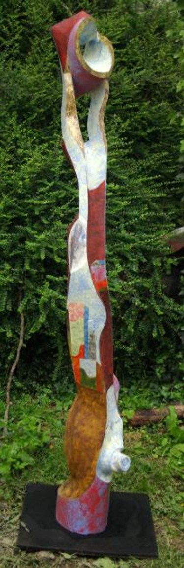 Sculpture titled "Totem ... Atouvent,…" by Philippe Sidot Et Charlotte Carsin, Original Artwork