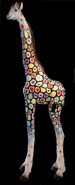 Sculpture titled "girafon coloré" by Philippe Sidot Et Charlotte Carsin, Original Artwork