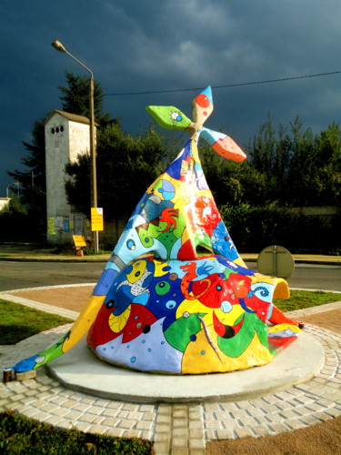 Sculpture titled "L'Hermine sous l'or…" by Philippe Sidot Et Charlotte Carsin, Original Artwork