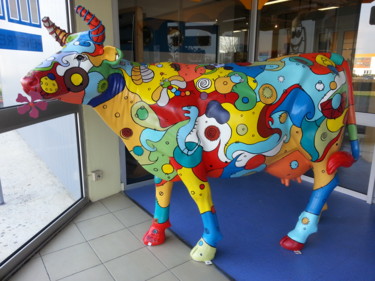 Скульптура под названием "flo'cow" - Philippe Sidot Et Charlotte Carsin, Подлинное произведение искусства