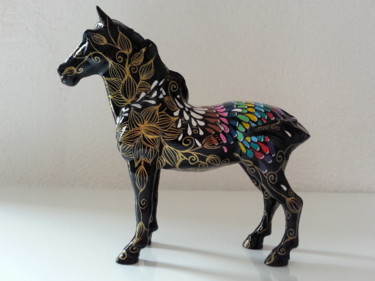 Sculpture intitulée "black horse" par Philippe Sidot Et Charlotte Carsin, Œuvre d'art originale