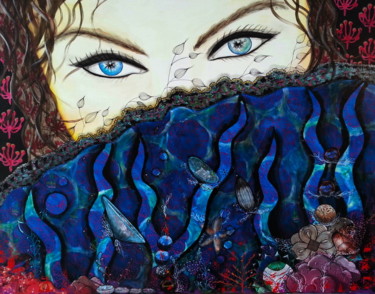 Pintura intitulada "blue eyes" por Philippe Sidot Et Charlotte Carsin, Obras de arte originais