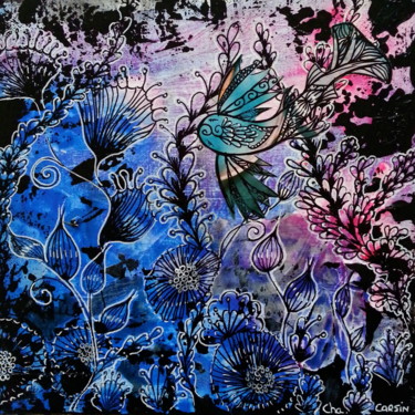 Peinture intitulée "profondeur bleu" par Philippe Sidot Et Charlotte Carsin, Œuvre d'art originale