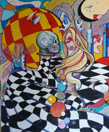 Malerei mit dem Titel "le jeu en vaut touj…" von Philippe Sidot Et Charlotte Carsin, Original-Kunstwerk