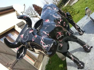 Скульптура под названием "Black flowers" - Philippe Sidot Et Charlotte Carsin, Подлинное произведение искусства
