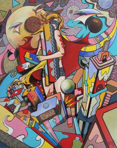 Peinture intitulée "la fille qui collec…" par Philippe Sidot Et Charlotte Carsin, Œuvre d'art originale