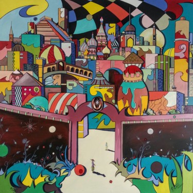 Peinture intitulée "open town" par Philippe Sidot Et Charlotte Carsin, Œuvre d'art originale