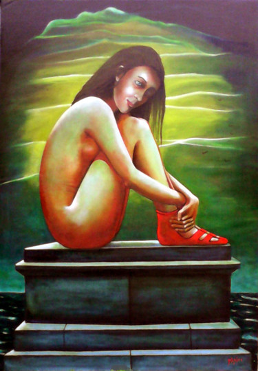 Painting titled "Le socle.jpg" by Phybra, Original Artwork, Oil