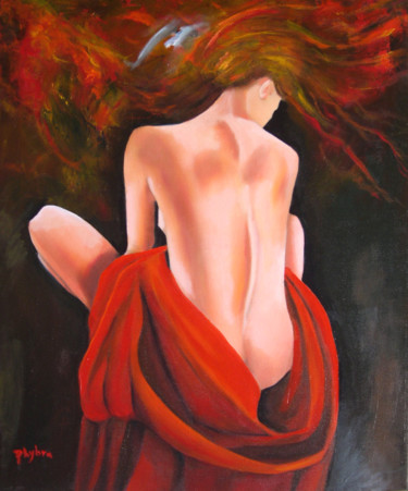 Painting titled "Ebulition 50x60 hui…" by Phybra, Original Artwork, Oil