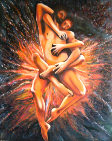 Peinture intitulée "Big bang one" par Phybra, Œuvre d'art originale, Huile