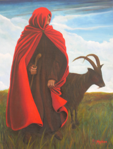 Peinture intitulée "Le gardien à la lim…" par Phybra, Œuvre d'art originale, Huile
